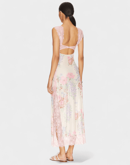 Amara | Lace Patchwork Backless Maxi Dress