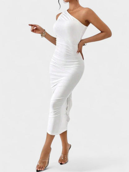 Anna | One-Shoulder Sculpting Mesh Dress