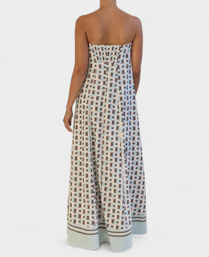Aria | Geometric Off-Shoulder Maxi Dress