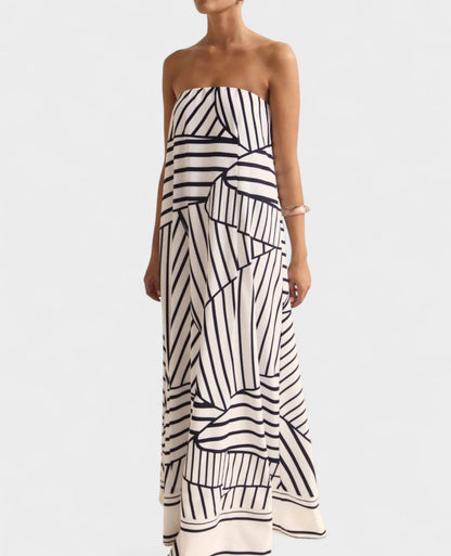 Aria | Geometric Off-Shoulder Maxi Dress