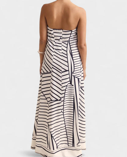 Aria | Geometric Off-Shoulder Maxi Dress