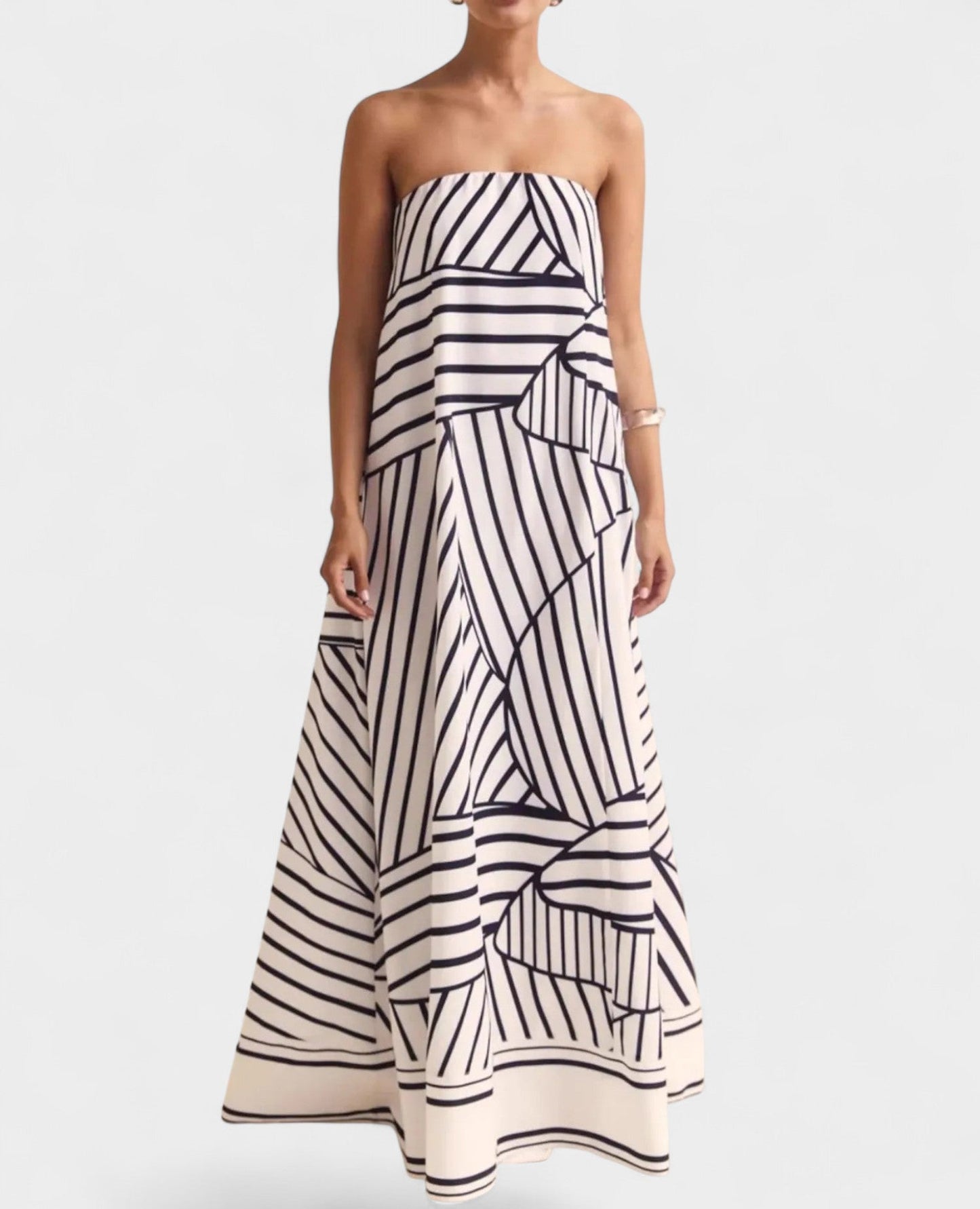 Aria | Geometric Off-Shoulder Maxi Dress