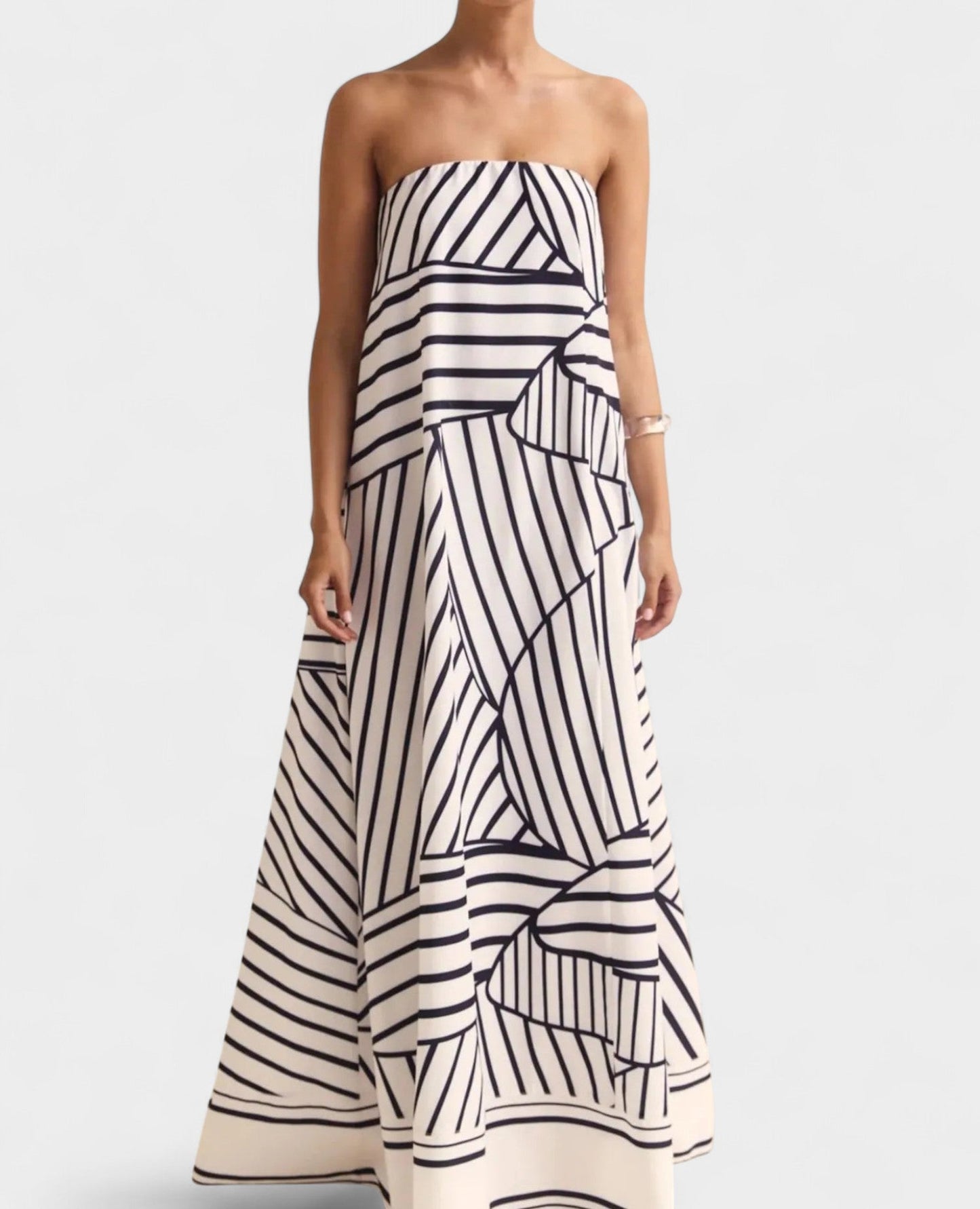 Aria | Geometric Off-Shoulder Maxi Dress
