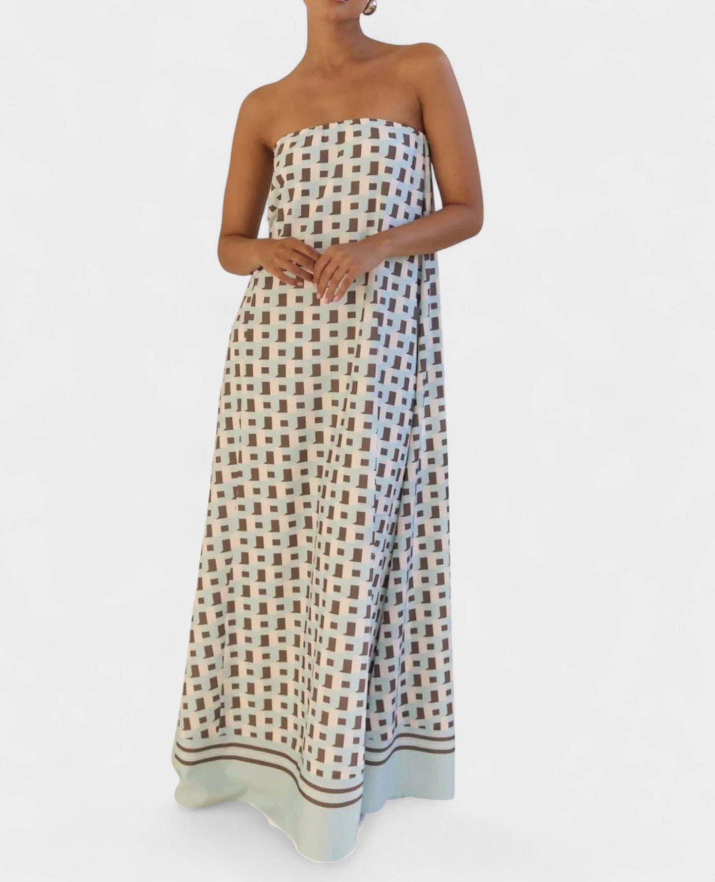 Aria | Geometric Off-Shoulder Maxi Dress