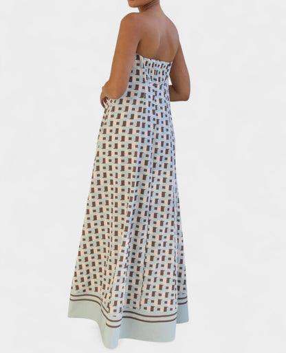 Aria | Geometric Off-Shoulder Maxi Dress