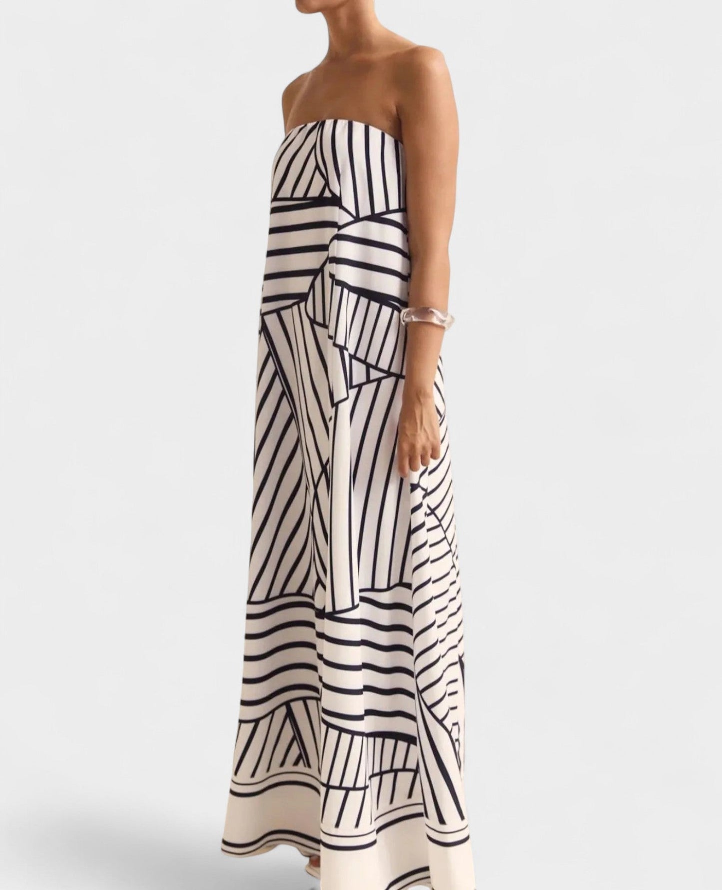 Aria | Geometric Off-Shoulder Maxi Dress