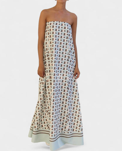 Aria | Geometric Off-Shoulder Maxi Dress