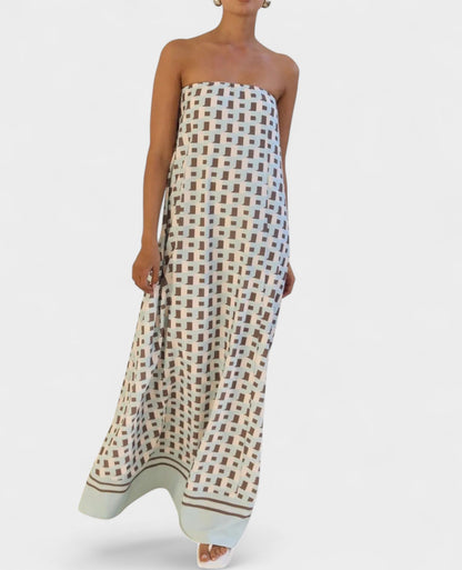 Aria | Geometric Off-Shoulder Maxi Dress