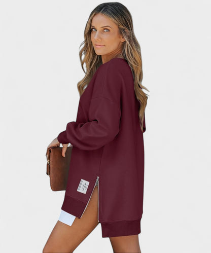 Aria | Oversized Zip-Slit Sweatshirt
