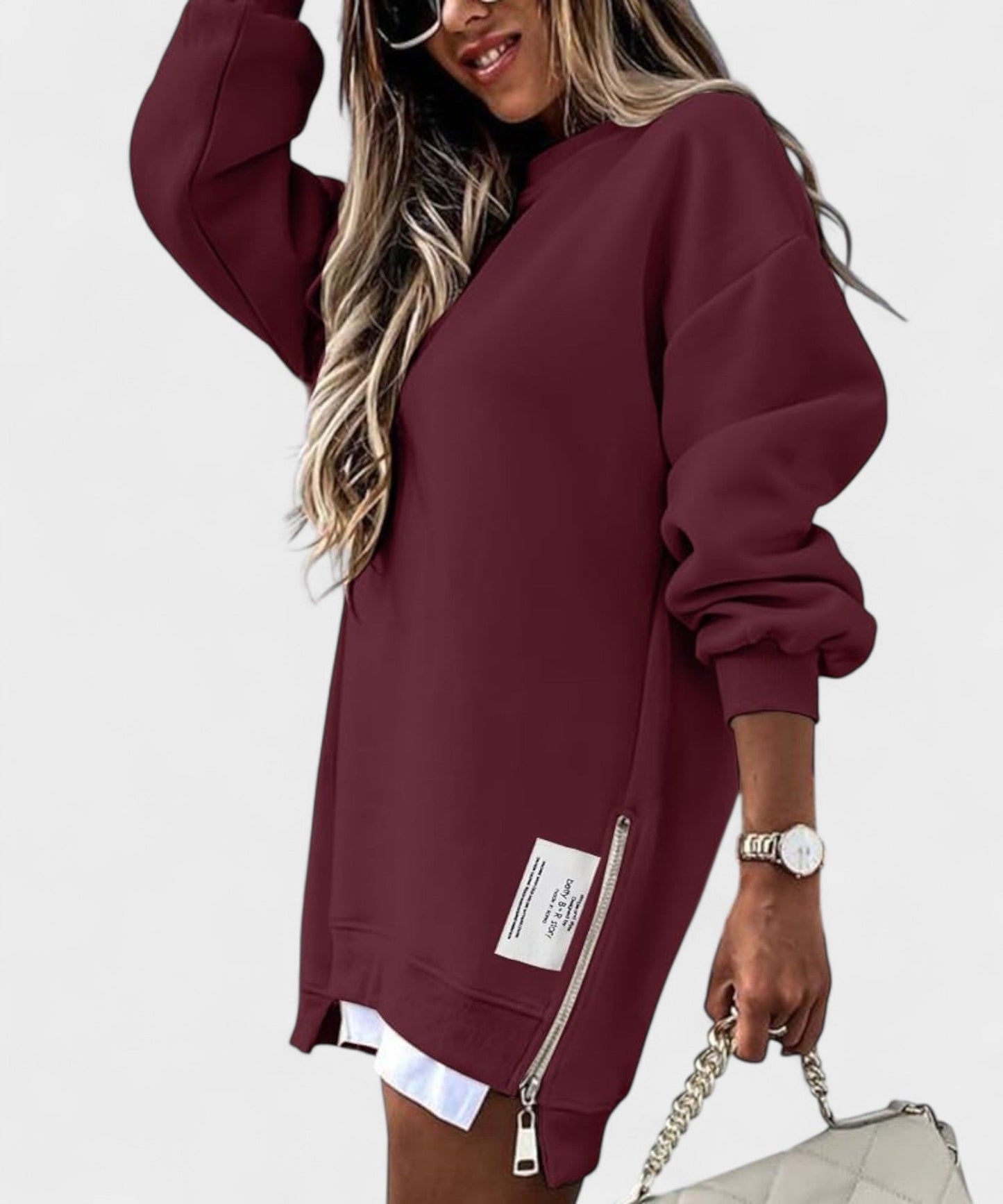 Aria | Oversized Zip-Slit Sweatshirt
