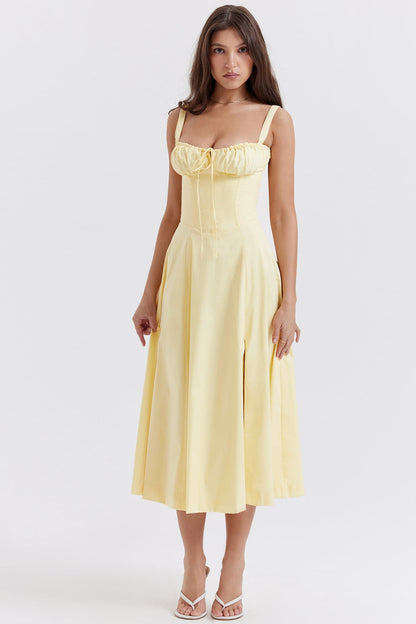 Flora-  Corset A-Line Midi Dress