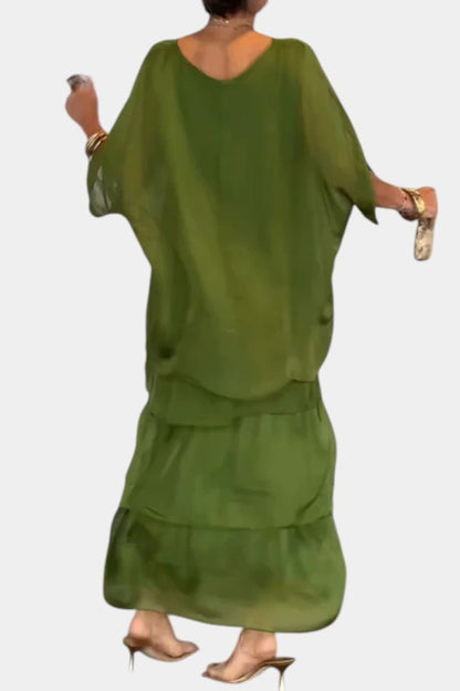 Caroline | Tiered Batwing Maxi Dress