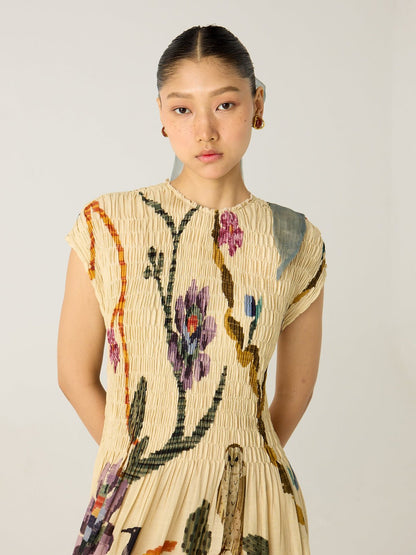 Clara | Pleated Print Maxi Dress