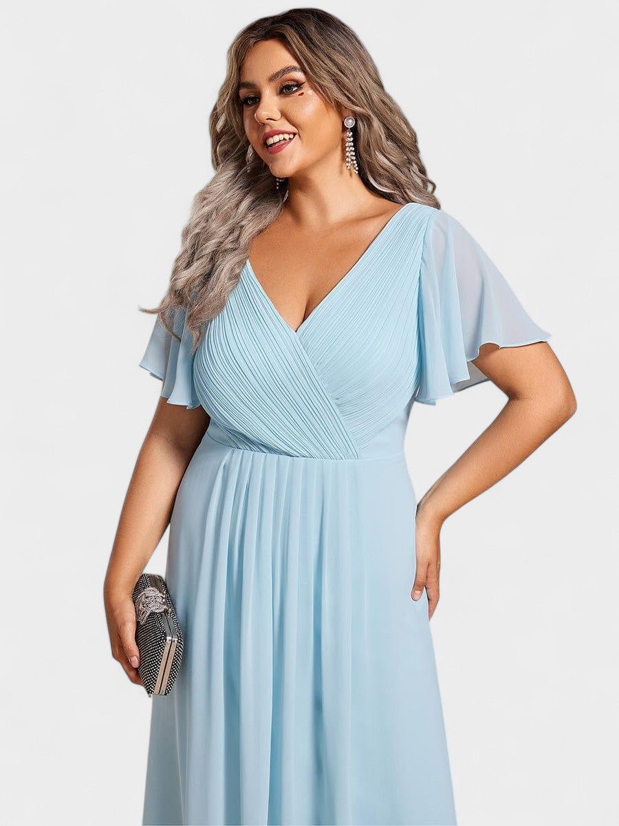 Elena | V-Neck High-Low Chiffon Midi Dress