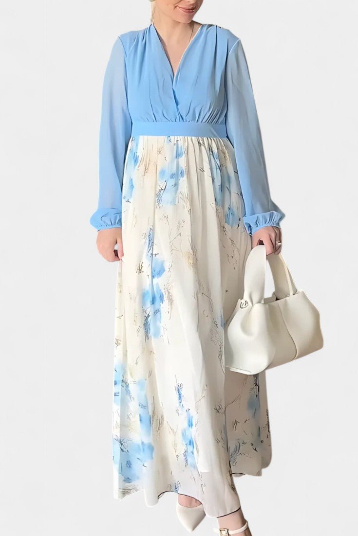 Eliane | Stunning Floral Print V-Neck Maxi Dress