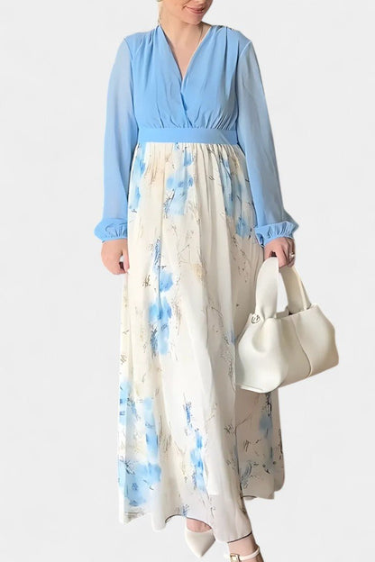 Eliane | Stunning Floral Print V-Neck Maxi Dress