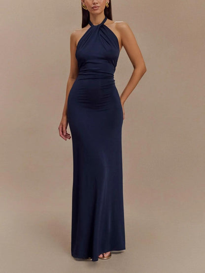 Elyna | Slinky Halter Maxi Dress