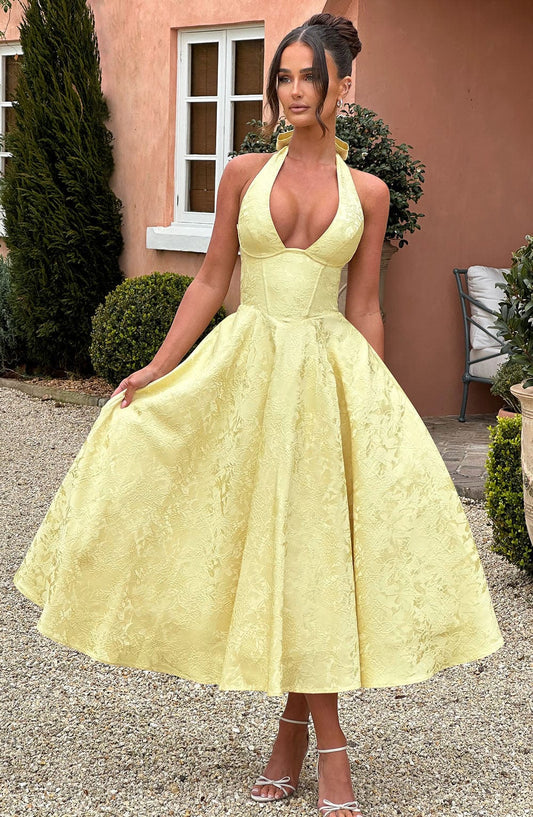 Esmeralda | Halter Sleeveless Midi Dress