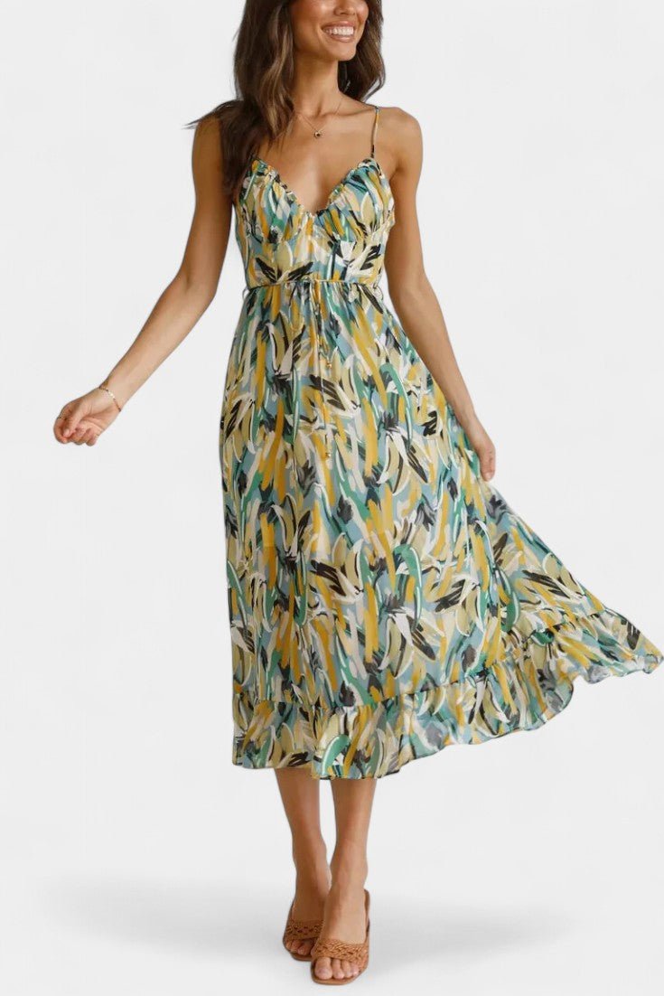 Fiona | Vibrant Print Midi Dress