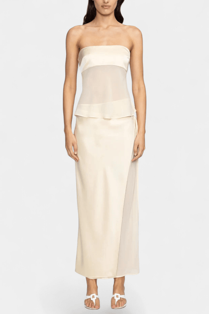 Fiona | Buttercream Strapless Midi Skirt Set