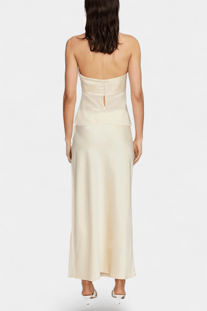 Fiona | Buttercream Strapless Midi Skirt Set