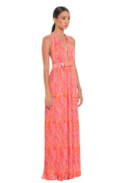 Isla | Pleated Halter Backless Maxi Dress