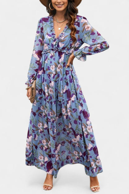 Keti | Long-Sleeve Floral Maxi Dress