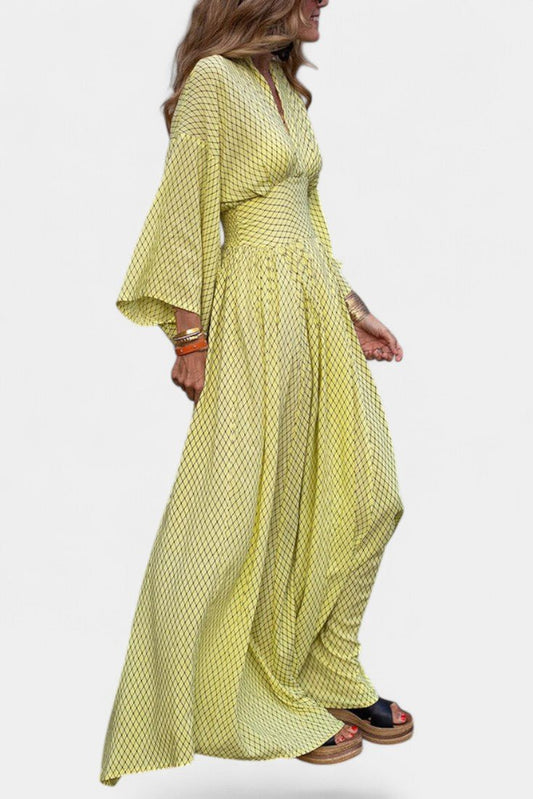 Lamiss | V-Neck Long Sleeve Flowy Maxi Dress