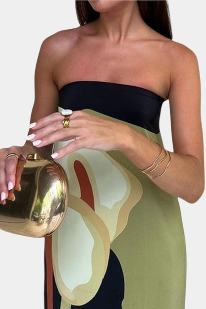 Laura | Strapless Printed Maxi Dress