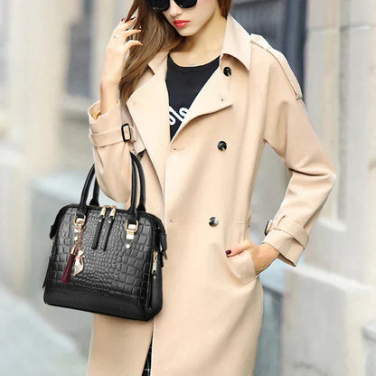 Millie® Leather Handbag with Crocodile Embossed Design