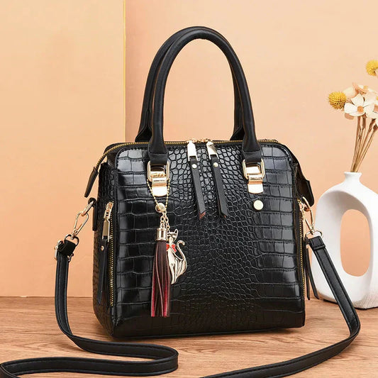 Sienna® Handtasche mit Krokodil-Prägung aus Leder