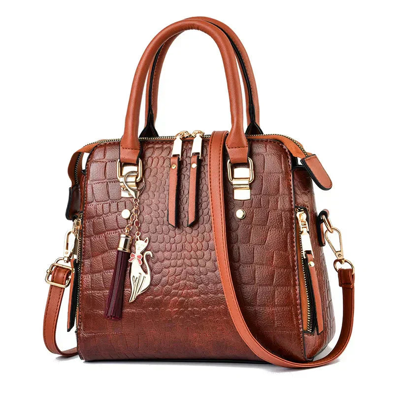 Millie® Leather Handbag with Crocodile Embossed Design