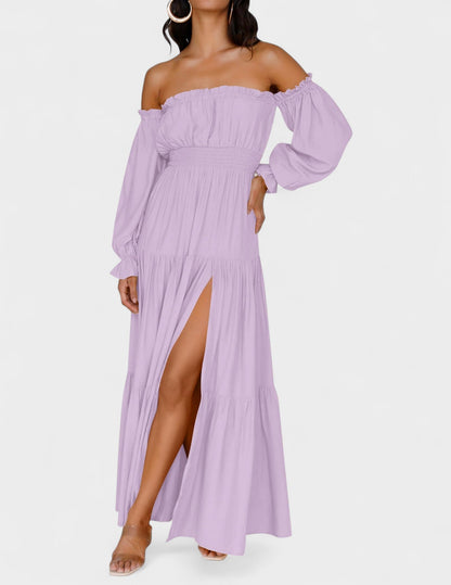 Lila | Off-Shoulder Flounce Maxi Dress