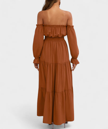 Lila | Off-Shoulder Flounce Maxi Dress