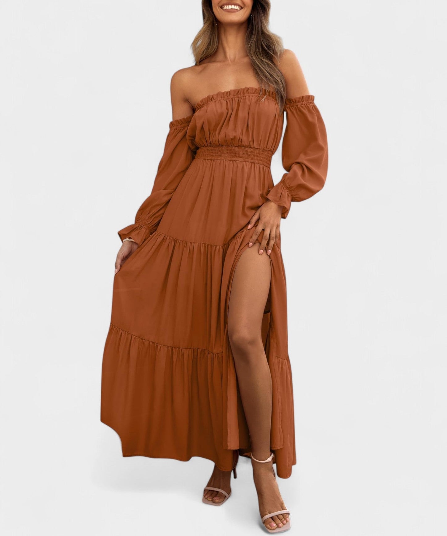 Lila | Off-Shoulder Flounce Maxi Dress