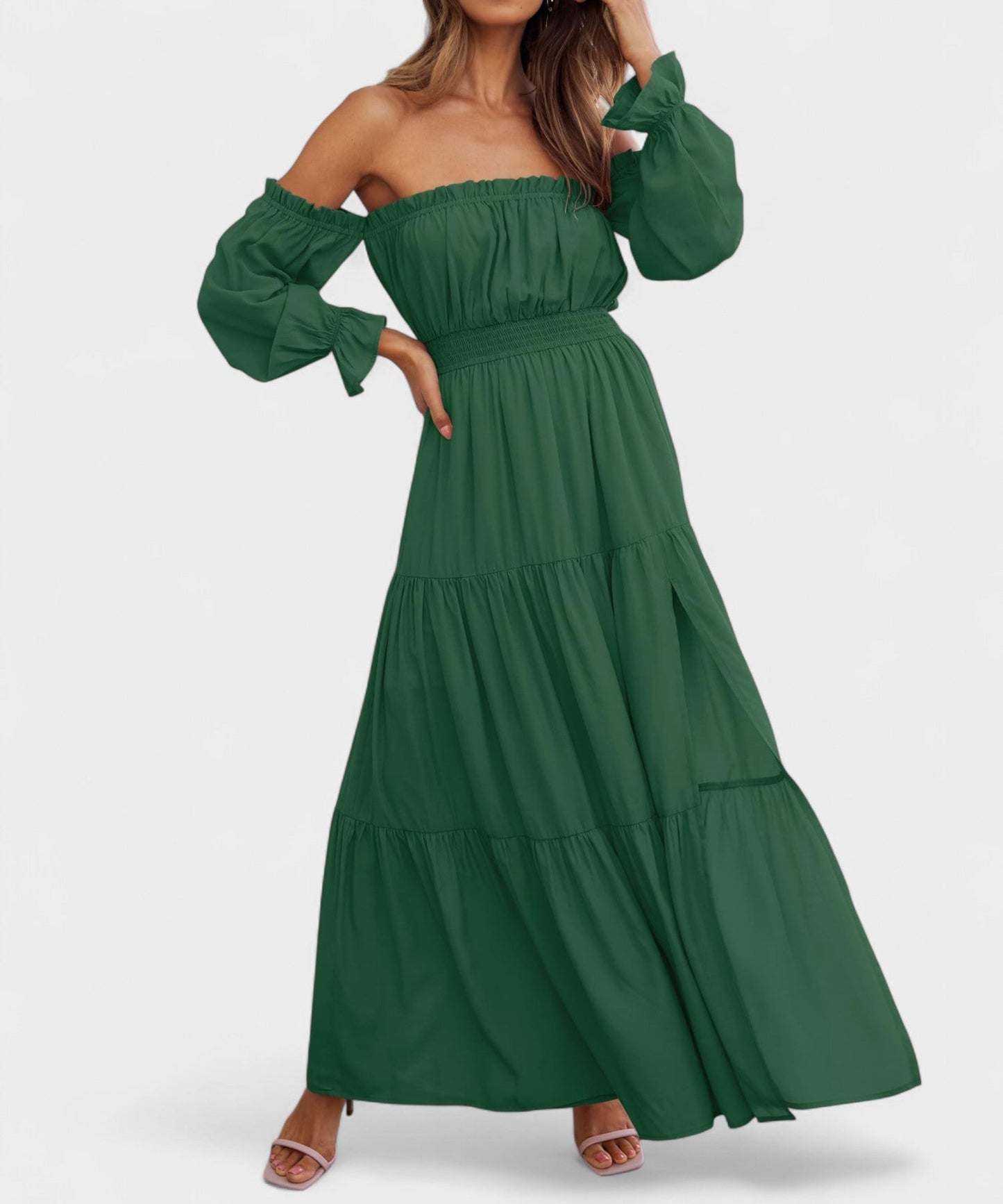 Lila | Off-Shoulder Flounce Maxi Dress