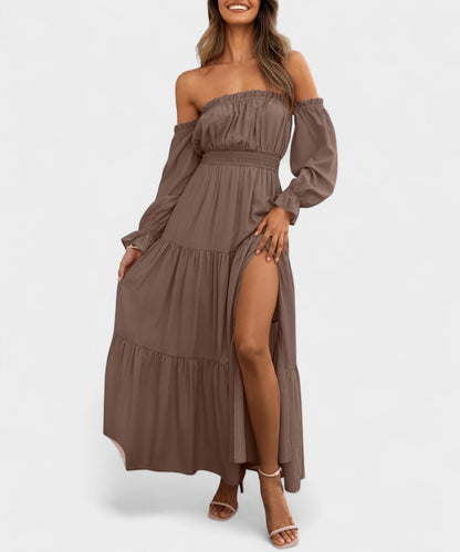 Lila | Off-Shoulder Flounce Maxi Dress