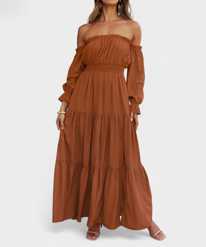 Lila | Off-Shoulder Flounce Maxi Dress