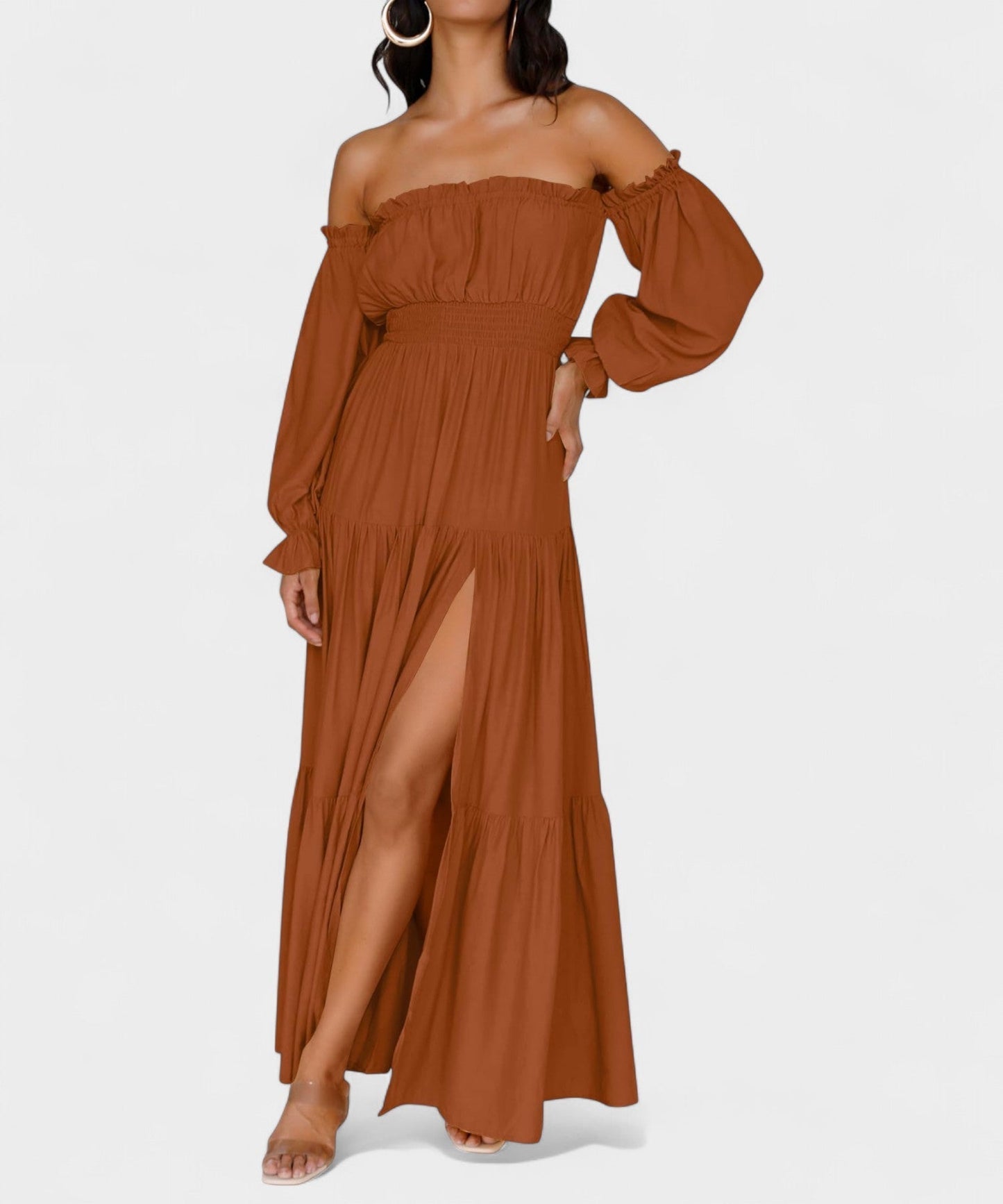 Lila | Off-Shoulder Flounce Maxi Dress