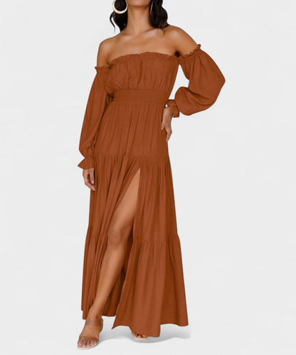 Lila | Off-Shoulder Flounce Maxi Dress