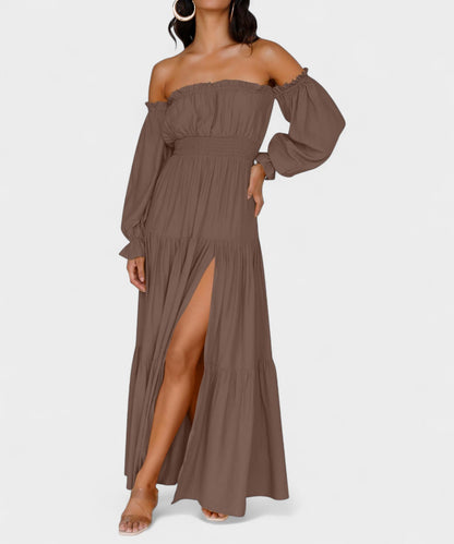 Lila | Off-Shoulder Flounce Maxi Dress