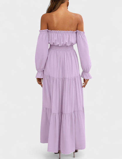 Lila | Off-Shoulder Flounce Maxi Dress
