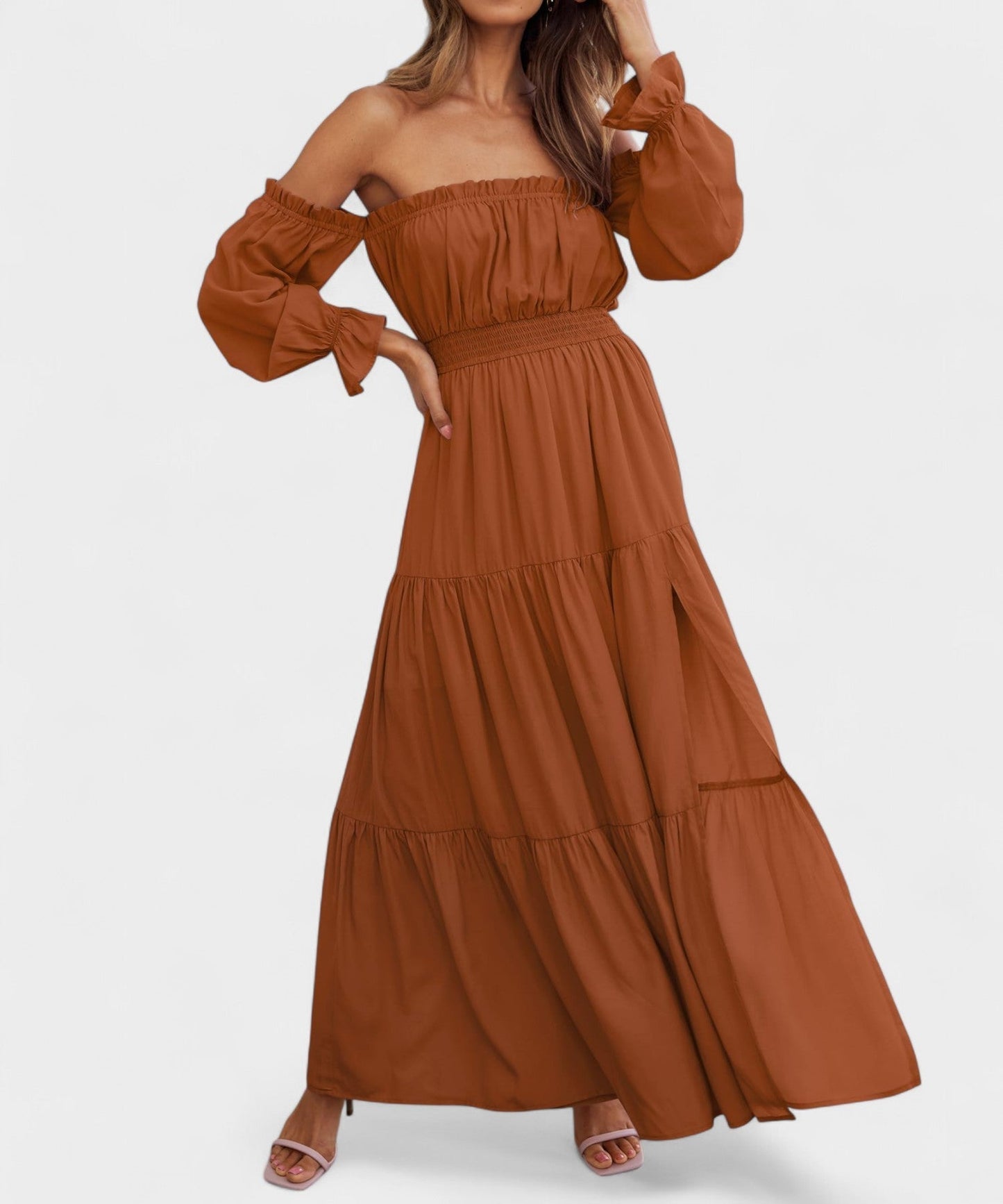 Lila | Off-Shoulder Flounce Maxi Dress