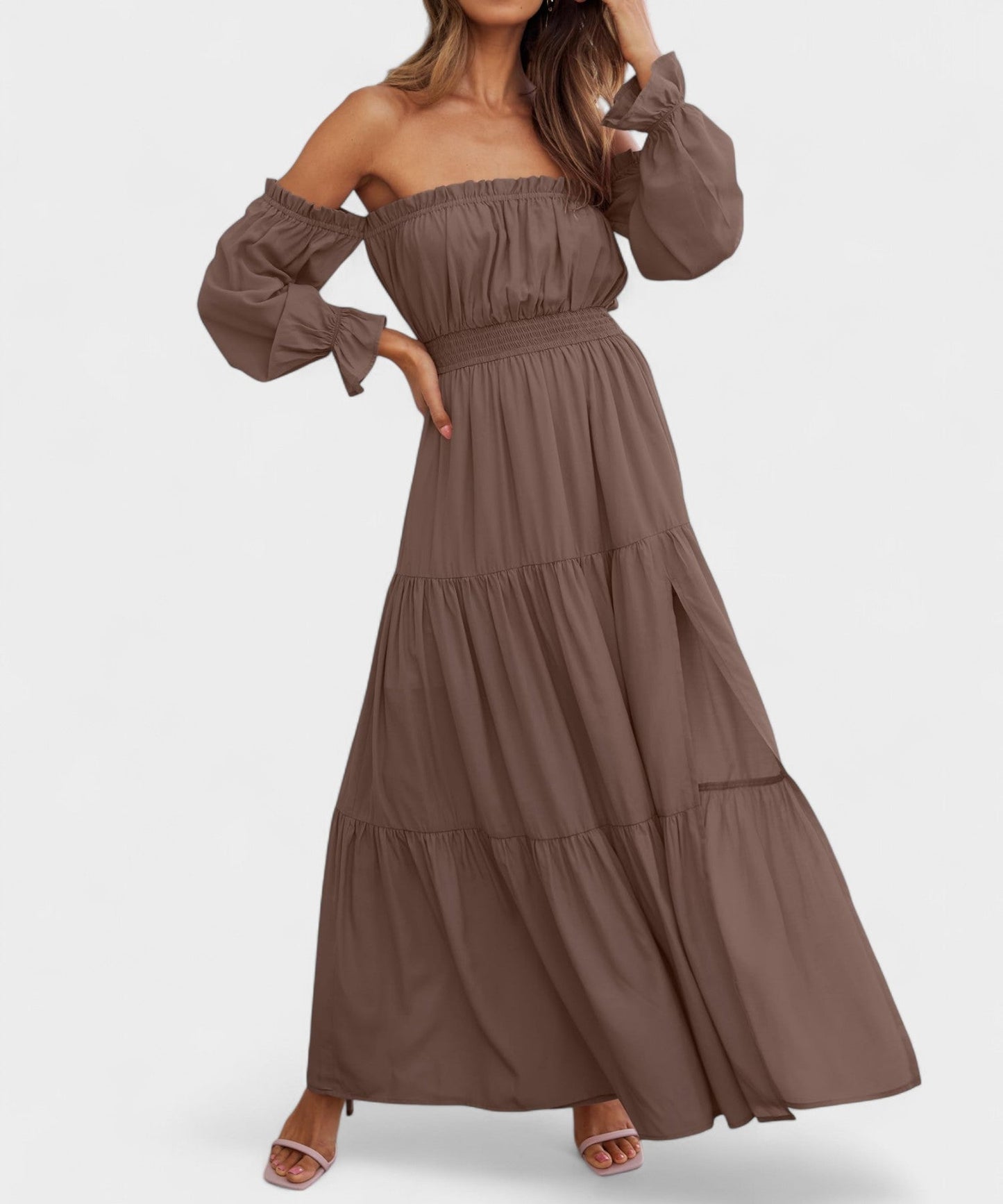 Lila | Off-Shoulder Flounce Maxi Dress