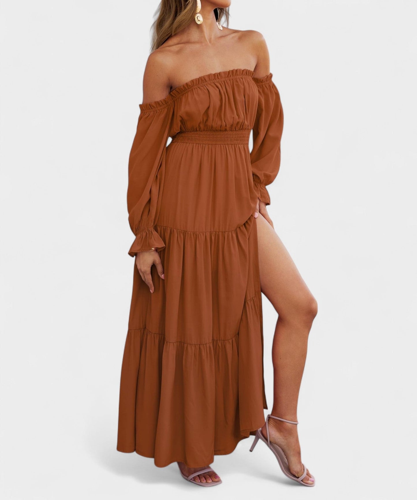Lila | Off-Shoulder Flounce Maxi Dress