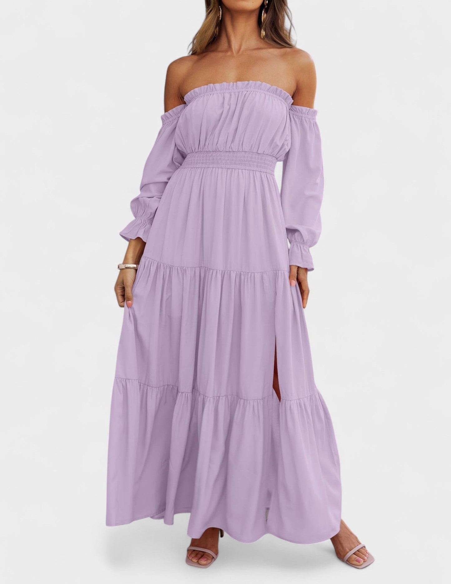 Lila | Off-Shoulder Flounce Maxi Dress