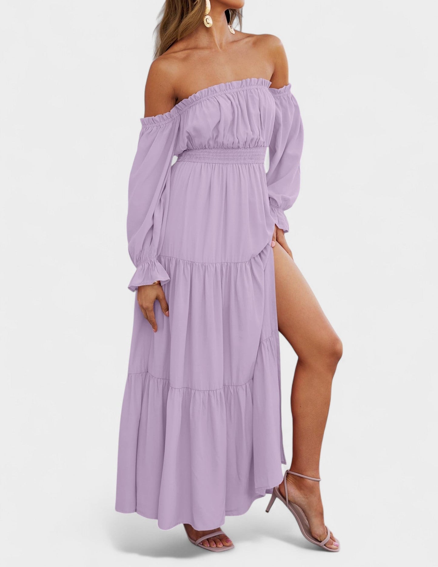 Lila | Off-Shoulder Flounce Maxi Dress