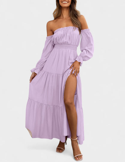 Lila | Off-Shoulder Flounce Maxi Dress