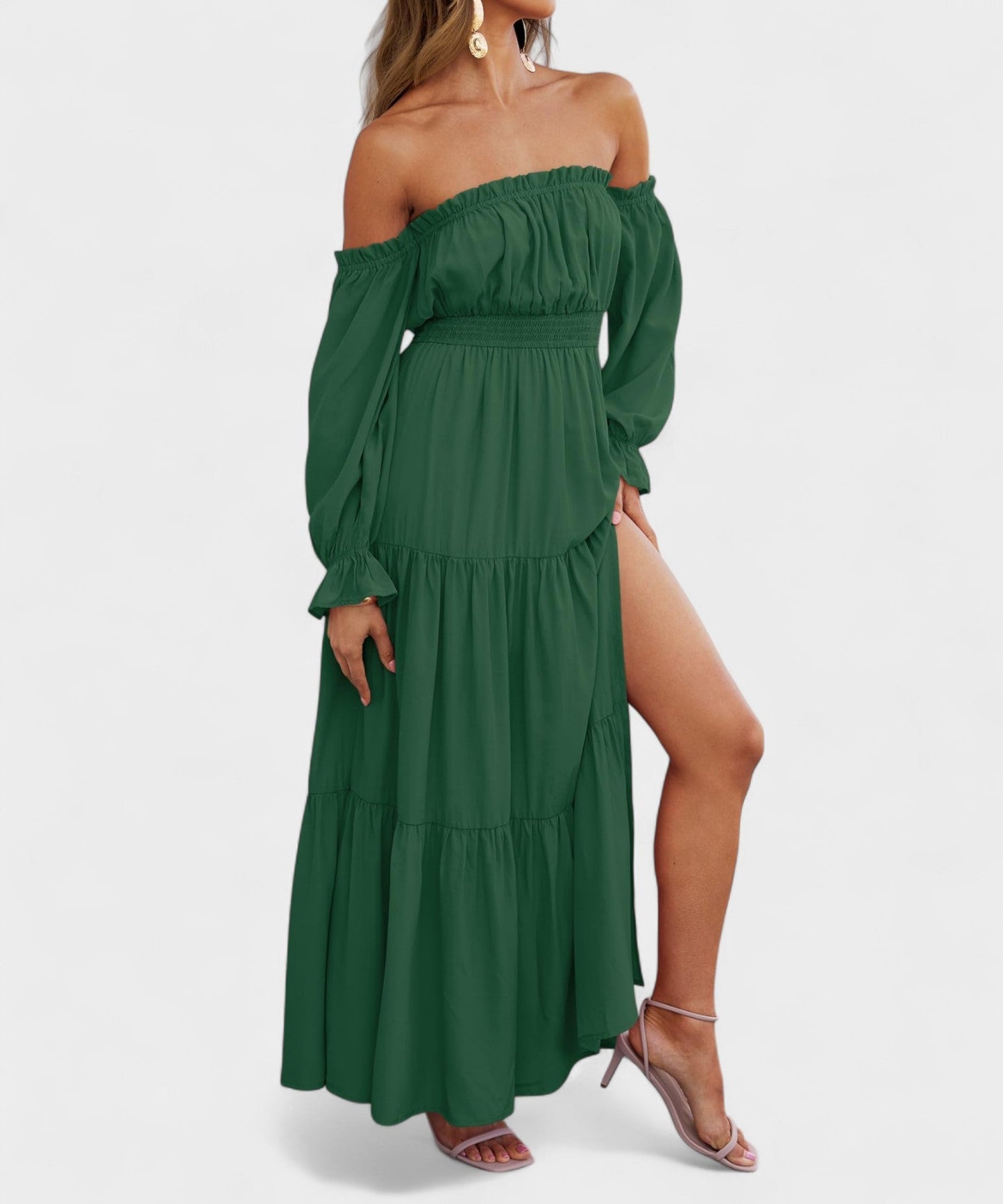 Lila | Off-Shoulder Flounce Maxi Dress
