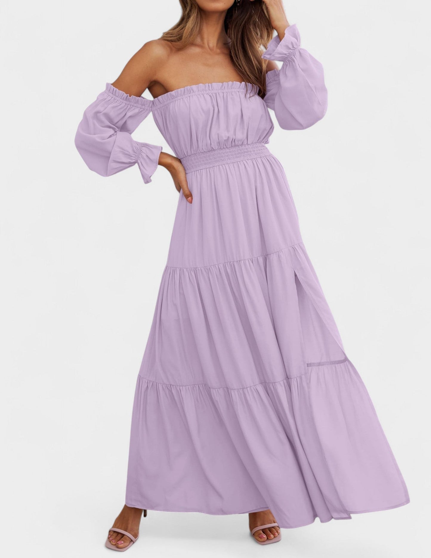 Lila | Off-Shoulder Flounce Maxi Dress